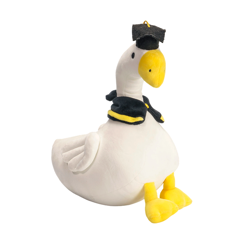 Boneka mainan mewah bebek putih dengan topi doktor