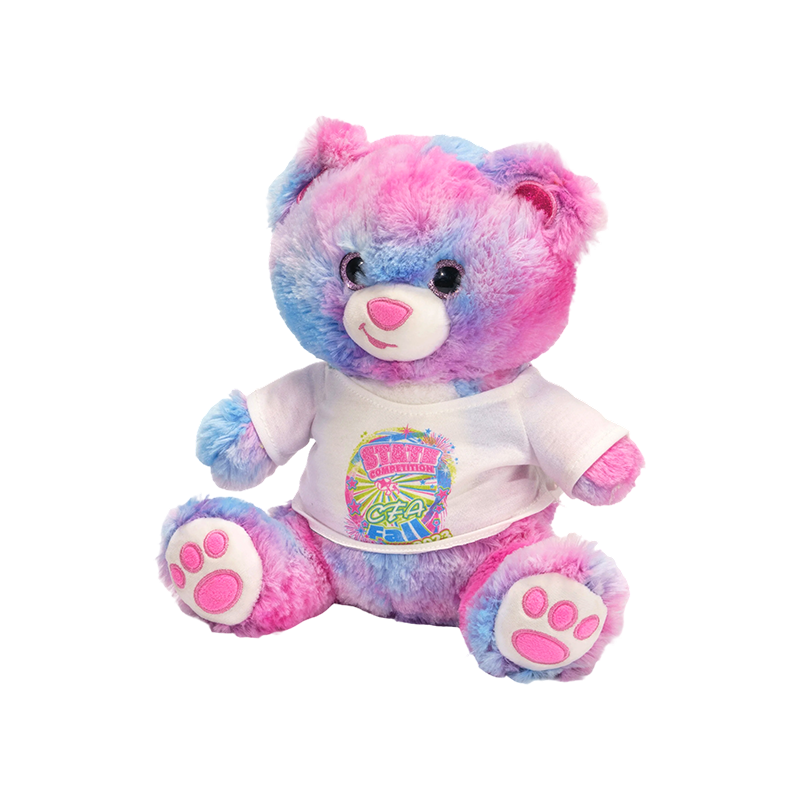 Boneka beruang klasik berwarna pelangi yang lembut