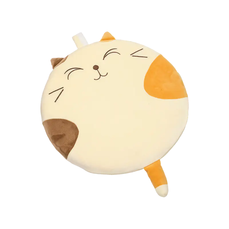 Bantal mewah kucing bulat tersenyum putih