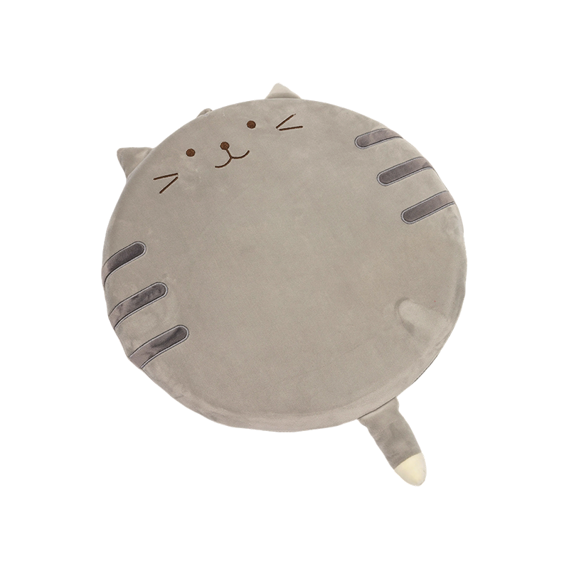 Bantal mewah kucing bulat tersenyum abu-abu