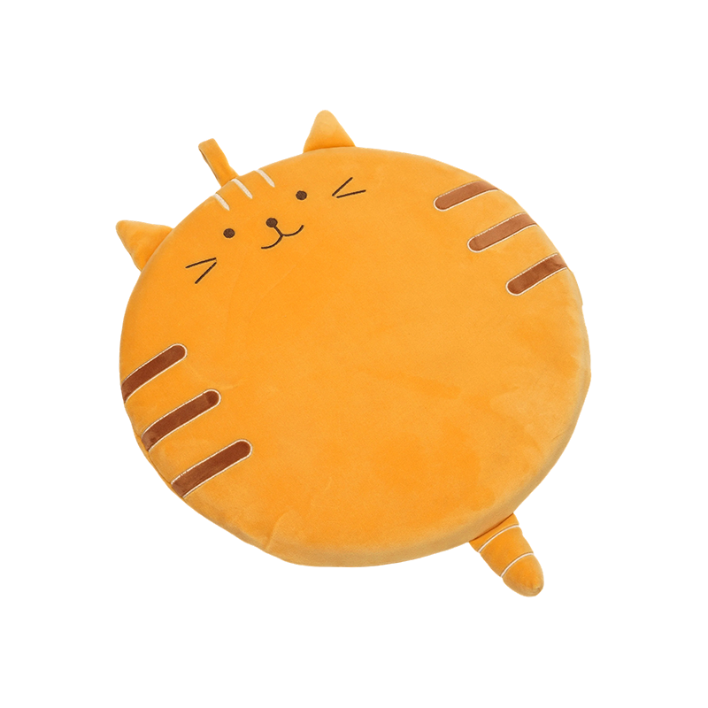 Bantal mewah kucing bulat tersenyum oranye