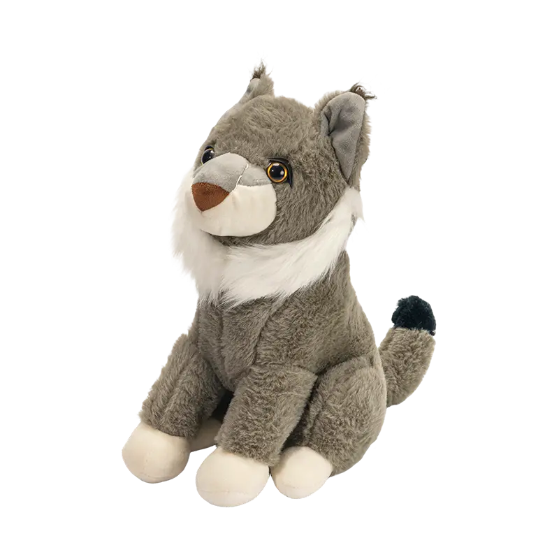 Boneka mainan mewah lynx duduk mainan mewah hewan liar