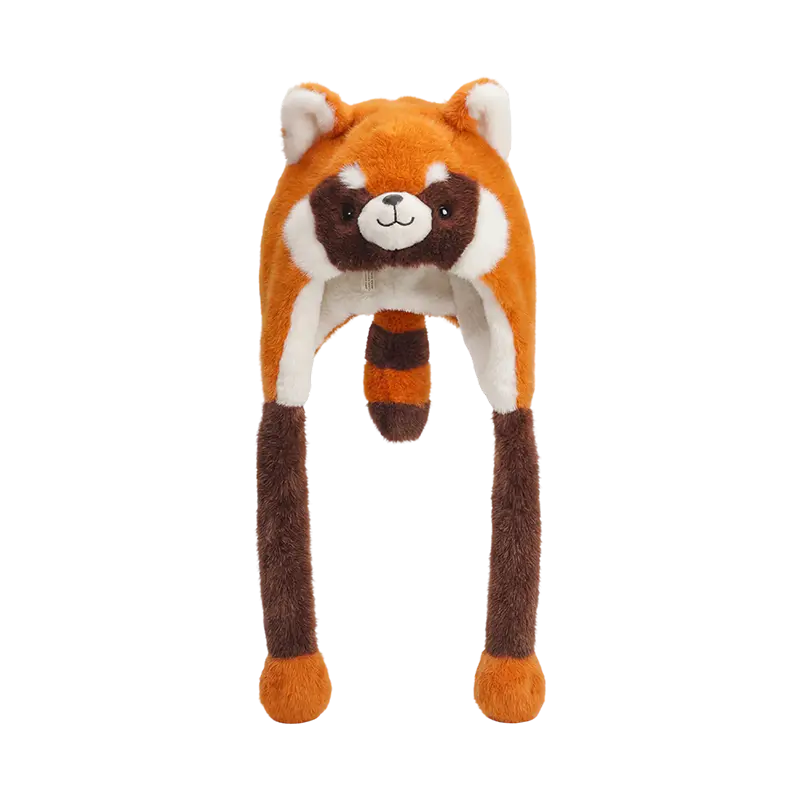 Topi mewah panda berwarna coklat kemerahan