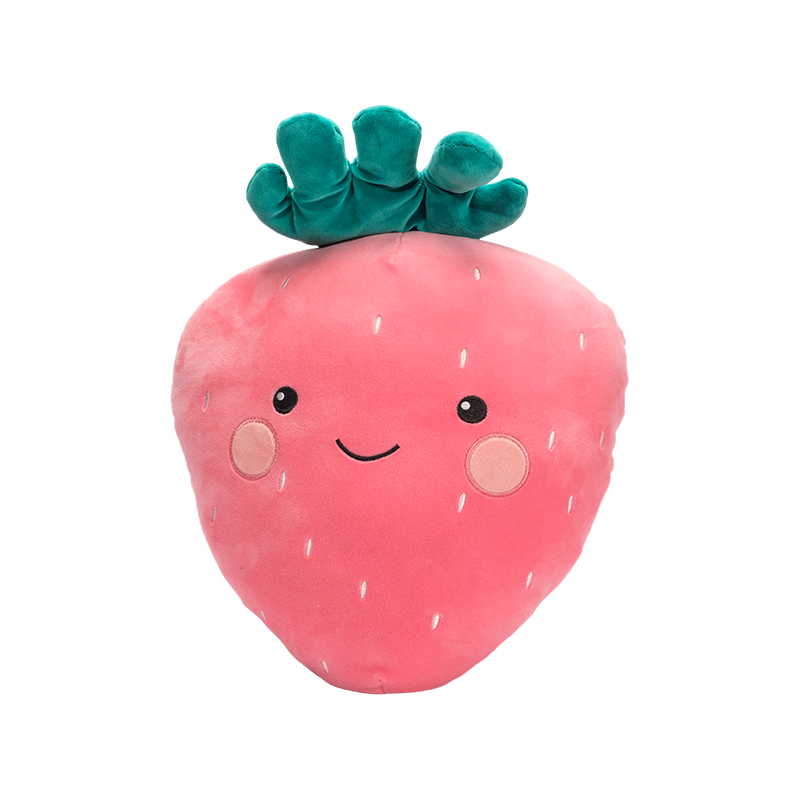 Boneka menggemaskan berwarna merah muda tersenyum
